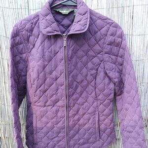 Eddie Bauer Women's Quilted Goose Down Zip Up Plum Burgundy Jacket - S